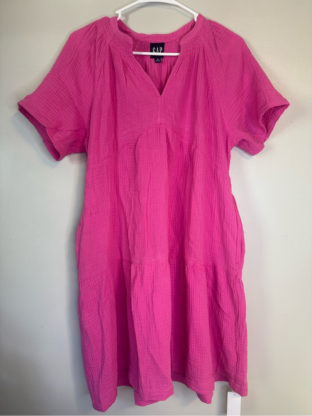 GAP Women's Pink Short Sleeve Tiered T Dress
